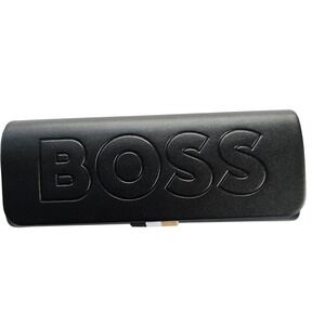 🆕️ BOSS‎ Black Leather Eyeglass Case with Cleaning Cloth "Be Your Own Boss"